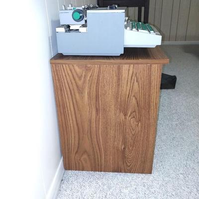 OLIVETTI ELECTRIC TYPEWRITER AND WOODEN TWO DRAWER STAND
