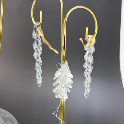 Lot 322 Lot of Clear Glass Ornament ( Angel, Icicles, Bag, Pinecone )