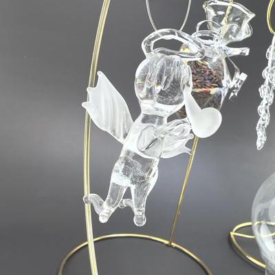 Lot 322 Lot of Clear Glass Ornament ( Angel, Icicles, Bag, Pinecone )