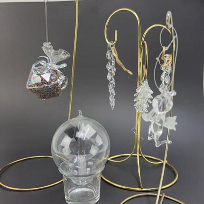 Lot 322 Lot of Clear Glass Ornament ( Angel, Icicles, Bag, Pinecone )