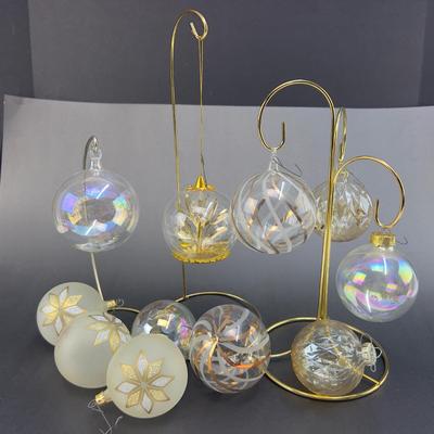 Lot 325. Lot of Frosted & Clear Glass Ball Ornaments