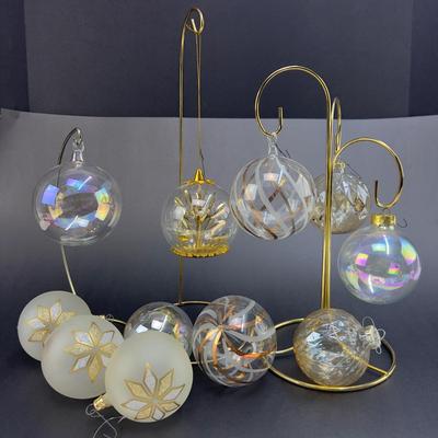 Lot 325. Lot of Frosted & Clear Glass Ball Ornaments