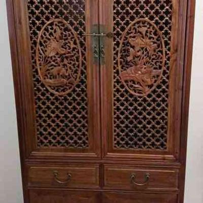 Hand-carved Asian Inspired Cabinet