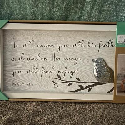 10" X 18"  Decorative Artwork - Psalm 91:4