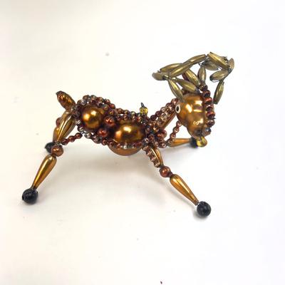 Lot 335 Vintage Beaded Reindeer Ornament