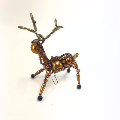 Lot 335 Vintage Beaded Reindeer Ornament