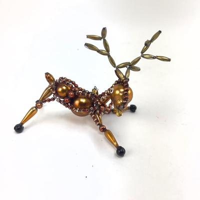 Lot 335 Vintage Beaded Reindeer Ornament