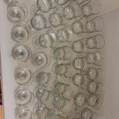 Large Lot of Christmas Glasses Wines Coffees Waters more