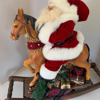 Large Santa On Rocking Horse w/ Box
