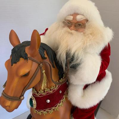 Large Santa On Rocking Horse w/ Box