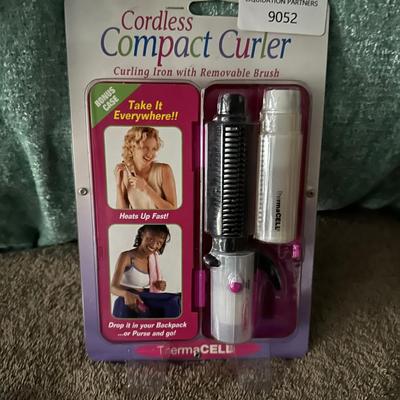 Cordless Compact Curler Curling Iron with Removable Brush