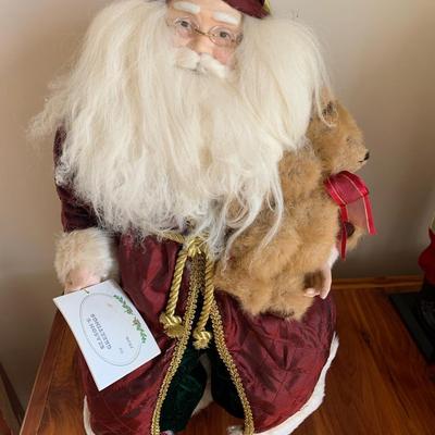 Sitting Santa With Teddy Bear Christmas Decor