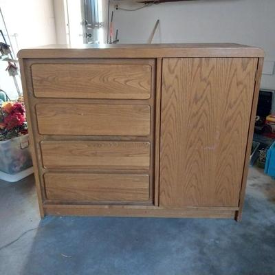 WOODEN FOUR DRAWER AND STORAGE CABINET