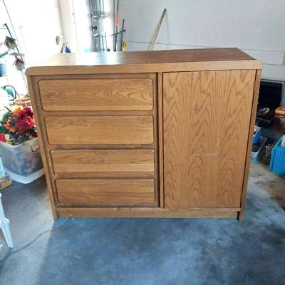 WOODEN FOUR DRAWER AND STORAGE CABINET