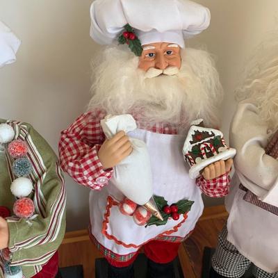 FOUR Large Santa Chefs Christmas Figurines