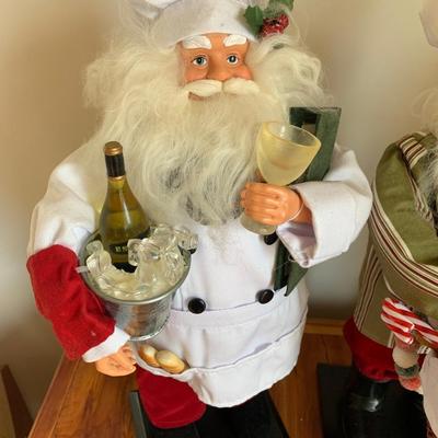 FOUR Large Santa Chefs Christmas Figurines