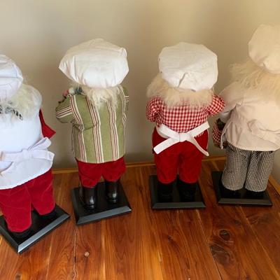 FOUR Large Santa Chefs Christmas Figurines