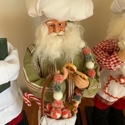 FOUR Large Santa Chefs Christmas Figurines