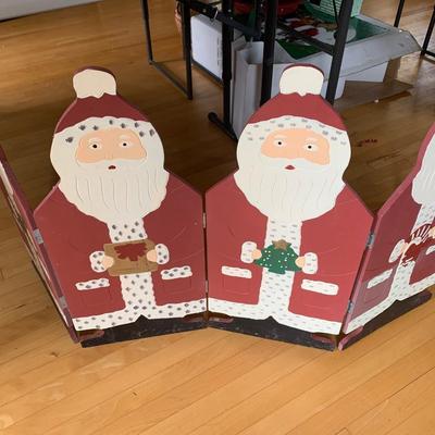 Wood Folding Santa Christmas Fireplace Screen