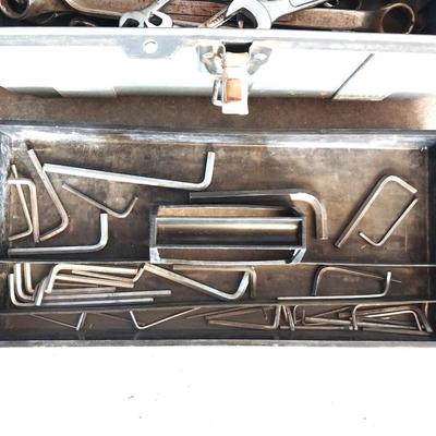 CARRY BOX WITH TRAY FULL OF HEXS-SOCKETS AND WRENCHES