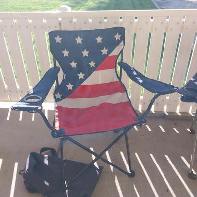 TWO FOLDING CAMP CHAIRS WITH CARRY BAGS