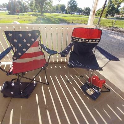 TWO FOLDING CAMP CHAIRS WITH CARRY BAGS
