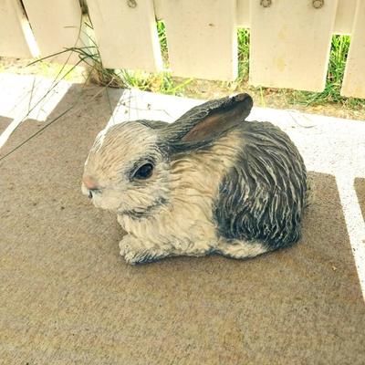 TWO CEMENT BUNNY RABBITS