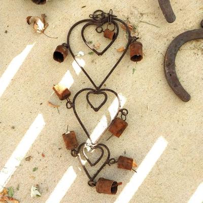 RUSTIC HANGING BELL DECOR-HORSESHOES AND MORE