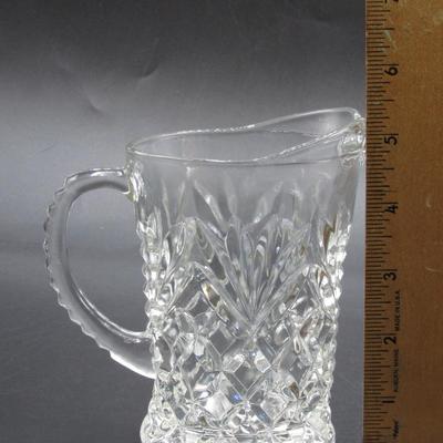 Vintage Cut Crystal Glass Water Cream Pitcher Diamond Pineapple Pattern