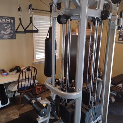 Steel Frame Five Station Jungle Gym Workout System Cable and Stack Plate