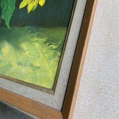 Framed Floral Oil On Board Art