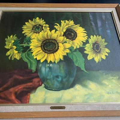 Framed Floral Oil On Board Art