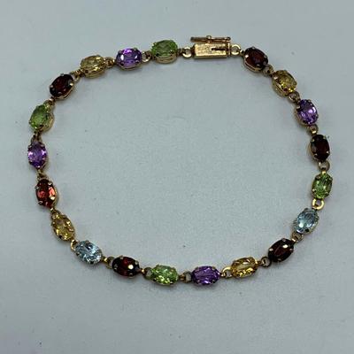 10K Bracelet with Multi-Colored Gems (B1-HS)
