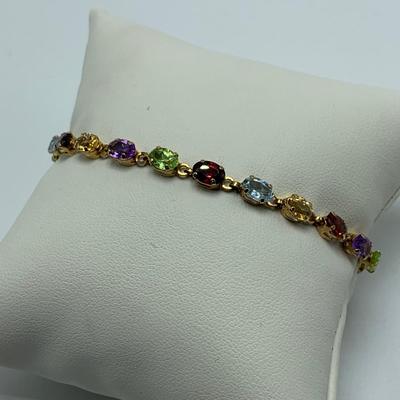 10K Bracelet with Multi-Colored Gems (B1-HS)