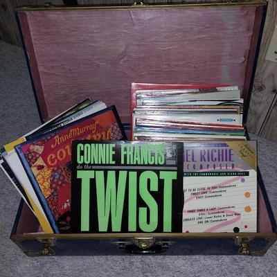 STORAGE TRUNK AND RECORD ALBUMS