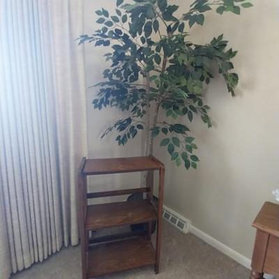 WOODEN FOLDING SHELF AND FAUX TREE