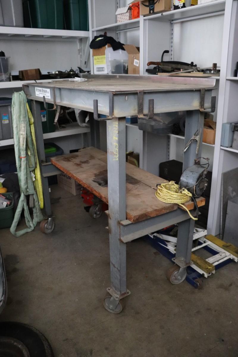 Solid Rolling Metal Top Work Table by Outdoor Designs Inc.