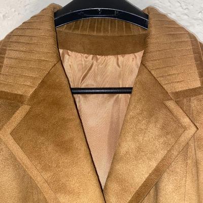 Vintage Womens Tan brushed suede coat