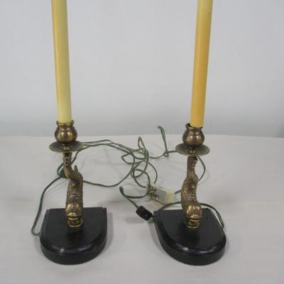 Pair Of Brass Koi Fish Table Lamps