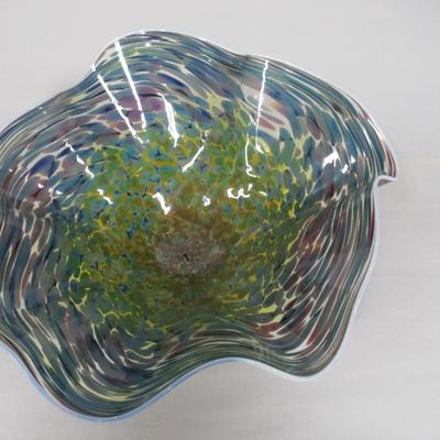 Hand Blown Signed Glass Bowl