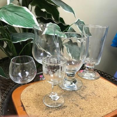 Wood/glass and copper lot