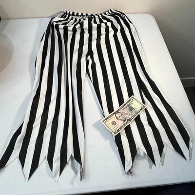 BLACK, WHITE STRIPED PIRATE PANTS HALLOWEEN COSTUME ONE SIZE FITS MOST