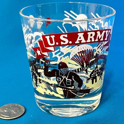 VINTAGE U.S. ARMY SMALL GLASS- COOL GRAPHICS