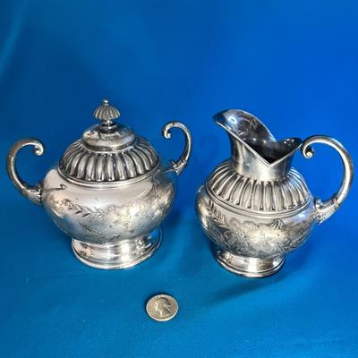 VICTORIAN SILVER PLATED CREAM AND SUGAR SET 