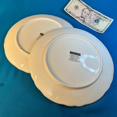 PAIR OF CUTE RABBIT WITH FLOWERS STONEWARE PLATES