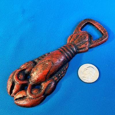 RUSTIC METAL RED LOBSTER BOTTLE OPENER / WALL HANGING