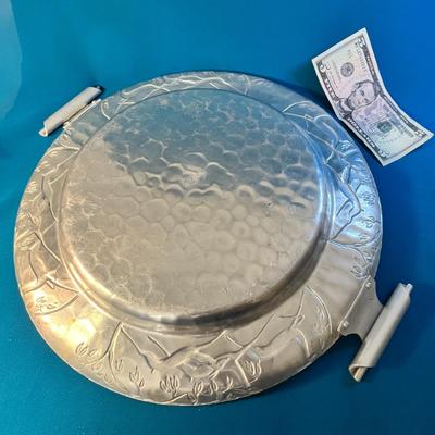 MID CENTURY MODERN ALUMINUM SERVING TRAY LEAPING GAZELLE BORDER
