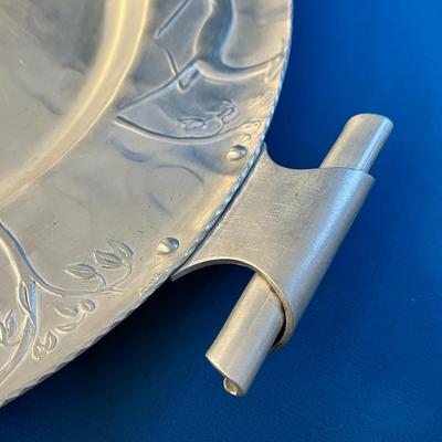 MID CENTURY MODERN ALUMINUM SERVING TRAY LEAPING GAZELLE BORDER