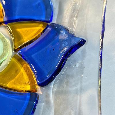 FLORAL FUSED ART GLASS DISH