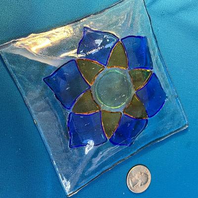 FLORAL FUSED ART GLASS DISH